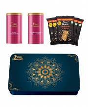 True Elements Gourmet Crunch and Munch Gift Box (300gm) (Royal Blue Metal Box)